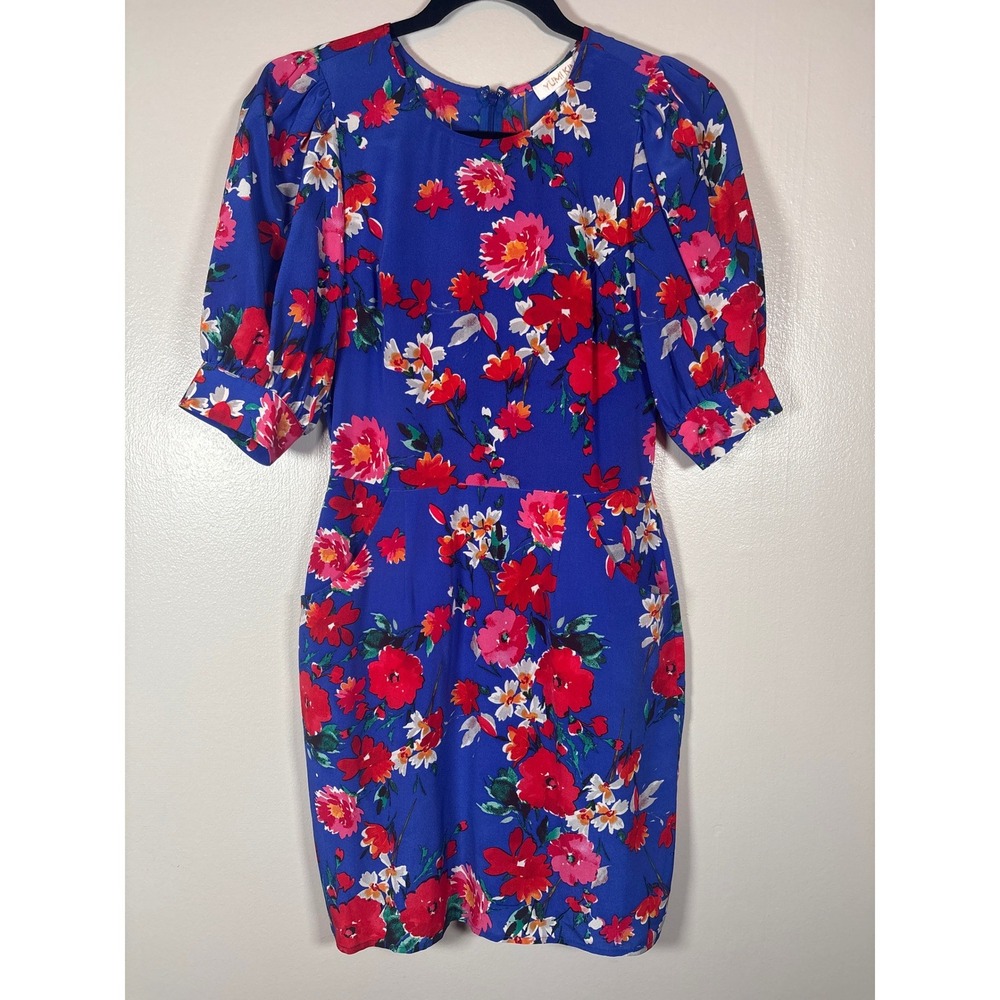 Yumi‎ Kim Sunnyside Marine Silk Just A Crush Dress Blue Floral Mini DR-19351 XS